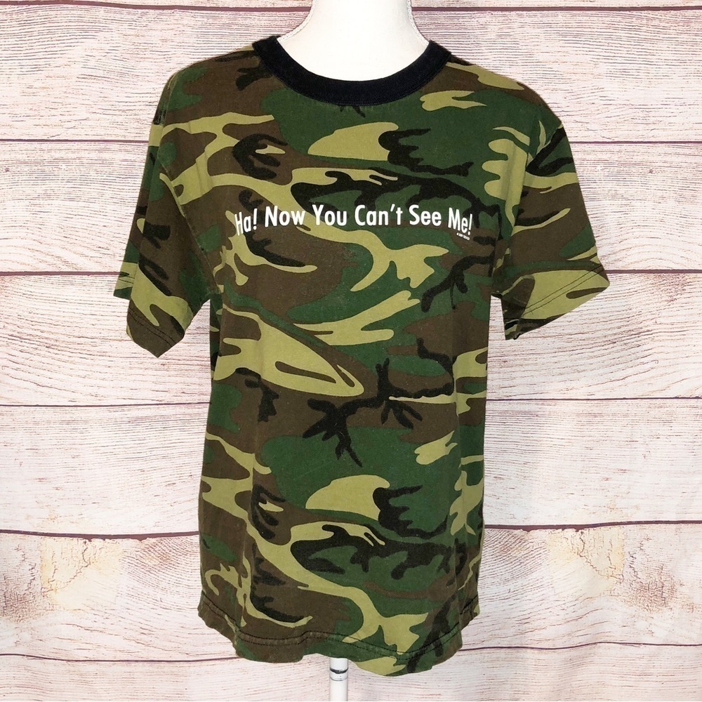 Vintage Alstyle Apparel & Activewear Camo Now You Cant See Me T-shirt Size S